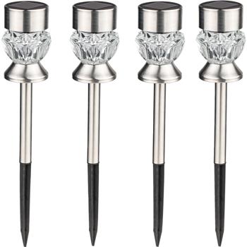 Dekorative Solar Gartenleuchten Stecker (RGB & Warmweiss, Ø7x36cm), 4er-Set: Beleuchtung für Beet & Rasen, farbige Akzente & gemütliches Weisslicht