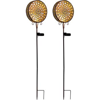 2er-Set Dekorative Solarblume Gartenstecker im edlen Rost Design (Höhe 98 cm): Sanftes Licht für Garten, Balkon & Terrasse, einfach zu platzieren & ein zauberhaftes Highlight