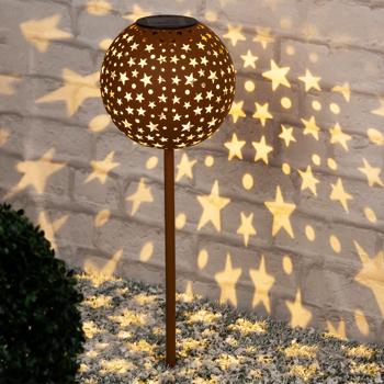 Preview: 2er-Set Bezaubernde Solar Leuchtkugel Sternenzauber (Ø 18cm): Magische Lichtprojektion für Garten & Balkon, zaubert stimmungsvolle Sternenmuster – Ihr leuchtendes Highlight!