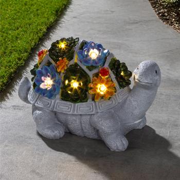 Preview: Charmante LED Solar Gartenleuchte Schildkröte (26 x 14,8 x 17cm): Stimmungsvolle Dekoration, einfach zu platzieren für Garten, Balkon & Terrasse