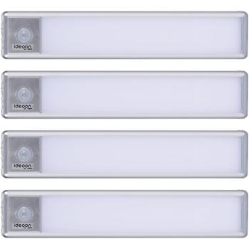 4er-Set Flache Akku LED-Lichtleiste, 20,5cm mit Bewegungssensor: Kabellos, hell & energiesparend – Perfekt für Schrank, Flur & Küche