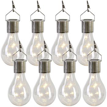 Preview: Solar-LED-Lampe in Glühbirnen-Form, 8er-Set, warmweiss, Ø 7,5 x H 15 cm, Deko-Glühbirne mit Drahtlichterkette