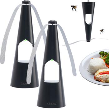Preview: 2er-Set 2-Flügel Insektenwedler mit LED-Beleuchtung, Batterie & USB: Sanfte, effektive Fliegenabwehr für Tisch & unterwegs, flexibel beim Essen & Outdoor