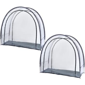 Preview: 2er-Set Robustes Foliengewächshaus und Überwinterungszelt, 175x186x84 cm: Ein Pflanzenschutz für optimale Ernte & frostfreie Pflege