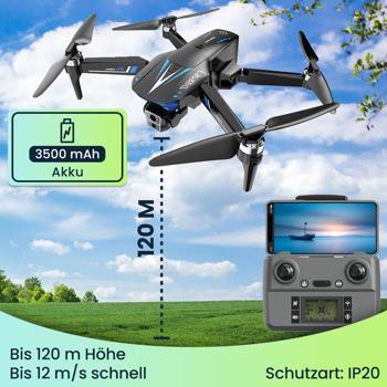 Preview: Profi GPS-Drohne mit Full-HD-Kamera, inkl. Ersatz-Akku: Gestochen scharfe Luftaufnahmen – 800m Reichweite & kompaktes Design für Abenteurer