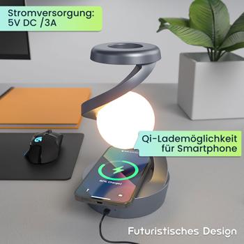 Preview: 2er-Set Schwebende RGB Tischlampe mit Handy Ladeport: Faszinierendes Schweben & kabelloses Laden – Ihr futuristisches Design-Highlight