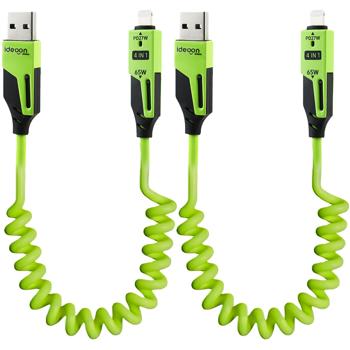 Preview: 2er-Set 4in1 Spiralladekabel 65W, USB-C auf USB-C mit Adaptern für USB-A & Lightning - Multi Ladekabel für alle Smartphones und Laptops