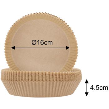 Preview: Ölbeständige Backpapier-Einlagen für Heissluftfritteusen, 100 Stück, Ø 16 cm, antihaft, hitzebeständig & passgenau, für sauberes & einfaches Frittieren