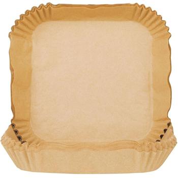 Ölbeständige Backpapier-Einlagen für Heissluftfritteusen, 100 Stück, 16x16 cm, antihaft, hitzebeständig & passgenau, für sauberes & einfaches Frittieren