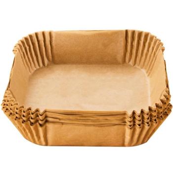 Preview: Ölbeständige Backpapier-Einlagen für Heissluftfritteusen, 100 Stück, 20x20 cm, antihaft, hitzebeständig & passgenau, für sauberes & einfaches Frittieren