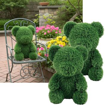 2er-Set Gras-Figur Deko Bär 32cm: Kunstgras-Tierfigur für Garten & Balkon –pflegeleicht & immergrün – Schafft verspielte Akzente & gute Laune