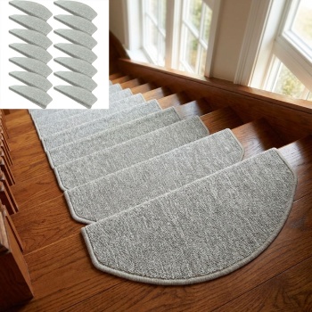 Treppenstufen Matten, 14 Stück, halbrund, grau: : Rutschfest, robust & schallhemmend - Mehr Sicherheit & Eleganz für Ihre Treppe
