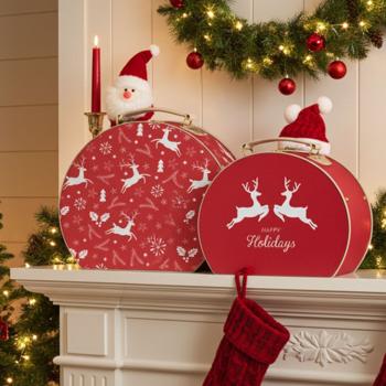 Zauberhaftes Weihnachtskoffer 2er-Set Rentier Motiv - Perfekt als stabiler Geschenkkoffer, Weihnachts-Deko oder zur Aufbewahrung