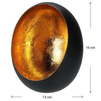 Preview: 2er-Set  Elegantes Windlicht aus Metall für Kerzen und Teelichter, schwarz/gold: Ein stilvolles Deko-Objekt für drinnen & draussen – Luxuriös & Gemütlich
