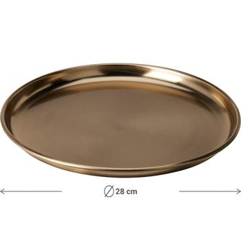 Preview: Luxuriöses Serviertablett & Dekotablett aus Metall, Ø28 cm- Exklusives Design für Weihnachten, Feste feiern, Küche, Heim & Dekoration