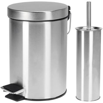 Modernes Edelstahl Bad Set: Toilettenbürste & Abfalleimer für stilvolle Hygiene, rostfreies Material, für ein gepflegtes Badezimmer
