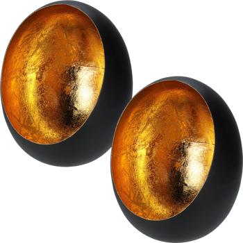 Preview: 2er-Set  Elegantes Windlicht aus Metall für Kerzen und Teelichter, schwarz/gold: Ein stilvolles Deko-Objekt für drinnen & draussen – Luxuriös & Gemütlich