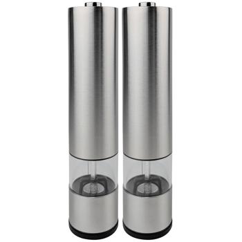 2er-Set Elektrische Salz- & Pfeffermühle (Edelstahl) - Keramikmahlwerk- Ø5 x 22 cm: ein automatischer Gewürzstreuer – Präzise & Mühelos