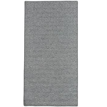 Outdoorteppich Rautenmuster klein 90 x 180 cm in Grau - Moderner Aussenteppich, wetterfest & pflegeleicht - Perfekt für Balkon & Terrasse