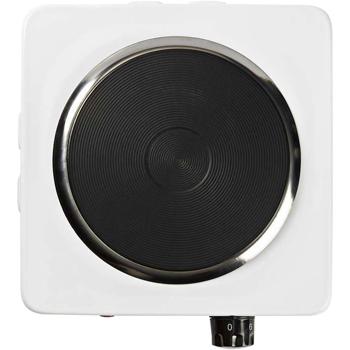 Preview: Leistungsstarke Elektro Kochplatte 1500W (Weiss, Metall): Sicher kochen mit Überhitzungsschutz, kompakte Einzelkochplatte für Camping, Büro & kleine Küchen