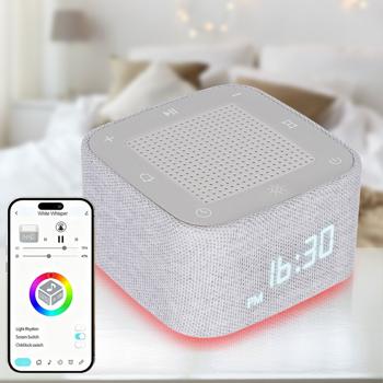 Preview: White Noise Wecker mit 32 Geräuschen – Bluetooth Lautsprecher & App-Steuerung, RGB Nachtlicht dimmbar, perfekter Schlaf/Entspannung