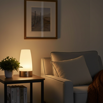 Preview: Elegante LED-Tischlampe mit Bewegungsmelder – Kabellose Flurleuchte mit warmweissem Licht – Ideal als Nachtlicht im Schlafzimmer