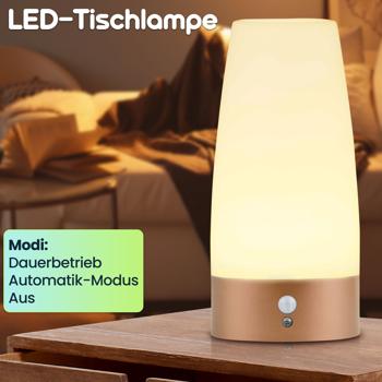 Preview: Elegante LED-Tischlampe mit Bewegungsmelder – Kabellose Flurleuchte mit warmweissem Licht – Ideal als Nachtlicht im Schlafzimmer
