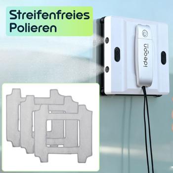 Preview: 3er-Set Mikrofaser-Reinigungs- und -Polier-Pad für Fensterputz-Roboter CH10859 - Ersatzpads für streifenfreie Ergebnisse