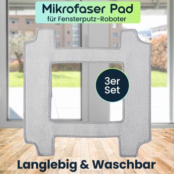 Preview: 3er-Set Mikrofaser-Reinigungs- und -Polier-Pad für Fensterputz-Roboter CH10859 - Ersatzpads für streifenfreie Ergebnisse