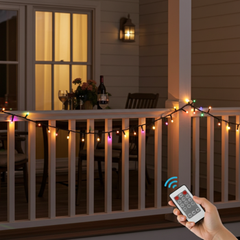 Preview: Helle Solar Lichterkette mit 480 mehrfarbigen LEDs, 21m & 40 Stunden Leuchtdauer, USB-Aufladung, 13 Funktionen, inkl. Fernbedienung - für Innen & Aussen