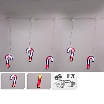 Preview: Zauberhafter LED Lichtervorhang Zuckerstange/Kerzen für traumhafte Weihnachts-Deko. Perfekt für festliche Fenster- oder Wanddekoration