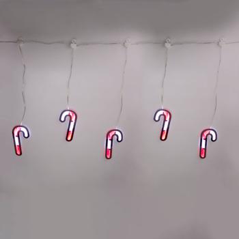 Preview: Zauberhafter LED Lichtervorhang Zuckerstange/Kerzen für traumhafte Weihnachts-Deko. Perfekt für festliche Fenster- oder Wanddekoration