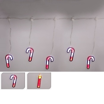 Preview: Zauberhafter LED Lichtervorhang Zuckerstange/Kerzen mit 3D Tiefeneffekt  für traumhafte Weihnachts-Deko, festliche Fenster- oder Wanddekoration