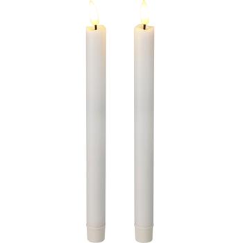 Preview: Hochwertige LED Kerzen 2er-Set für ein romantisches Ambiente zuhause oder als festliche & weihnachtliche Tischdeko - 25cm flackernde Haushaltskerzen