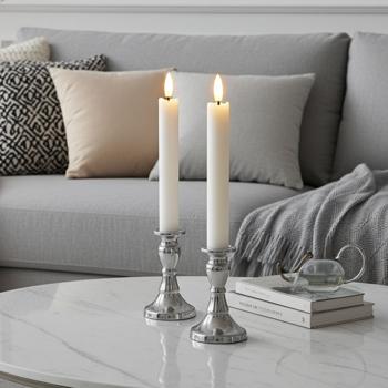 Hochwertige LED Kerzen 2er-Set für ein romantisches Ambiente zuhause oder als festliche & weihnachtliche Tischdeko - 25cm flackernde Haushaltskerzen