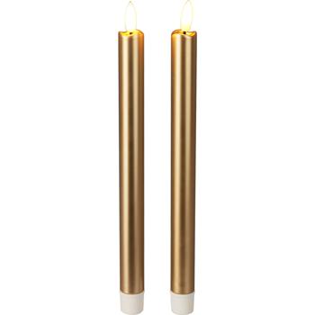Preview: Hochwertige LED Kerzen 2er-Set für ein romantisches Ambiente zuhause oder als festliche & weihnachtliche Tischdeko - 25cm flackernde Haushaltskerzen