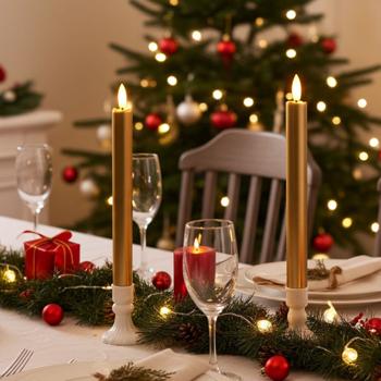 Hochwertige LED Kerzen 2er-Set für ein romantisches Ambiente zuhause oder als festliche & weihnachtliche Tischdeko - 25cm flackernde Haushaltskerzen