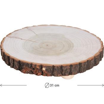 Preview: Baumstammscheibe mit Sockel aus Paulownia-Holz, 31 x 31 x 6 cm, nachhaltig - hochwertige Dekoration & Untersetzer