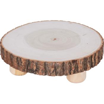 Preview: Baumstammscheibe mit Sockel aus Paulownia-Holz, 21 x 21 x 6 cm, nachhaltig - hochwertige Dekoration & Untersetzer