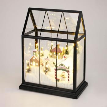 Preview: Magische LED Weihnachtsdekoration, Winter Wunderland mit Skifahrern und Licht - tolles Winter-Geschenk und traumhafte Weihnachtsdeko für Ihr Zuhause