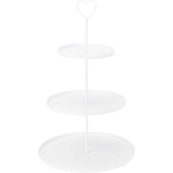 Elegante Etagere mit 3 Ebenen, 30 x 30 x 48 cm - vielseitig, perfekt für stilvolles Servieren von Kuchen, Obst oder Snacks - cremeweiss
