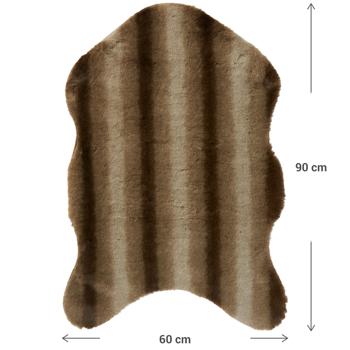 Preview: Kuscheliges Kunstfell, 90 x 60 cm - Braun-Beige gestreiftes Dekofell für Wohnzimmer und Schlafzimmer