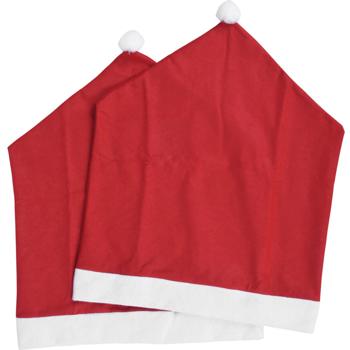 Preview: Weihnachtsmann Stuhlbezug im 2er-Set, festliche Weihnachtsdeko für Stühle, perfekte Weihnachtsdekoration - tolle Weihnachtsmütze als Stuhlhusse