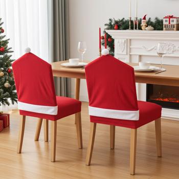 Weihnachtsmann Stuhlbezug im 2er-Set, festliche Weihnachtsdeko für Stühle, perfekte Weihnachtsdekoration - tolle Weihnachtsmütze als Stuhlhusse