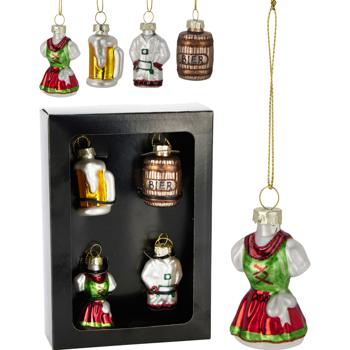 Preview: 4er-Set Festliche Oktoberfest Deko - hochwertige 5cm Deko-Anhänger - Ideal für Partys, Feiern, Gartenfest oder als Hängedekoration