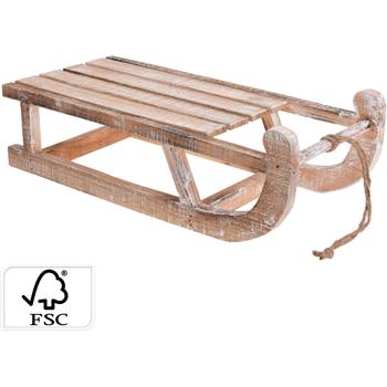 Preview: Dekorativer Mini-Holzschlitten - Charmante Weihnachtsdekoration, ideal als Tisch- und Fensterdeko, nachhaltig & modern