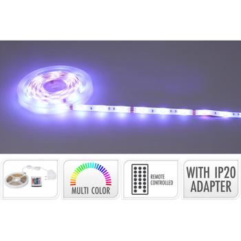 Preview: RGB LED Streifen, 150 LEDs mit Fernbedienung und 4 Modi, 5 Meter - dimmbar, spritzwassergeschützt, für stimmungsvolle Beleuchtung und Party