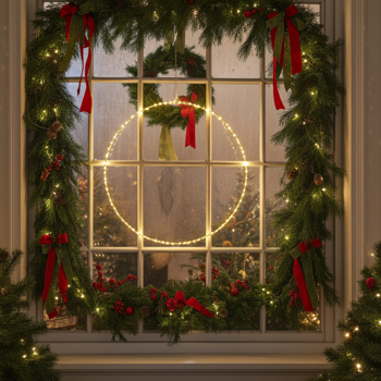 Deko-Ring mit 120 LEDs, warmweiss, 30 x 0,5 cm – Lichtkranz ideal für Partys, als Fensterdeko & Weihnachtsdeko für den Innenbereich