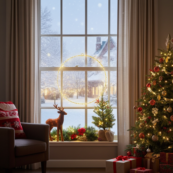 Preview: Deko-Ring mit 150 LEDs, warmweiss, 50 x 0,5 cm – ideal für Partys, als Fensterdeko & Weihnachtsdeko für den Innenbereich