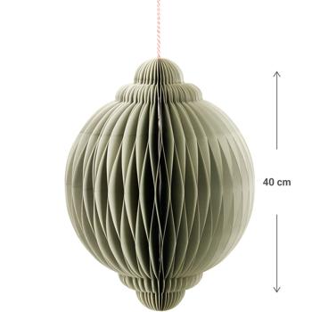 Preview: Papierball Deko, 30 x 40 cm, mit Schnur, festliche Hängedeko für Feste, Party, Geburtstag & Weihnachten - Hellgrün